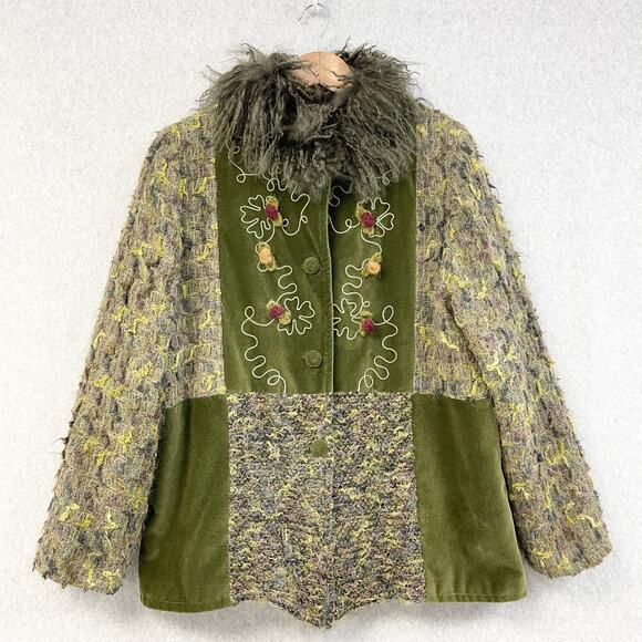 Audrey Elizabeth Velvet Pant Set Womens Medium Patchwork Woodsy Goblincore 70s‎ - Picture 3 of 16